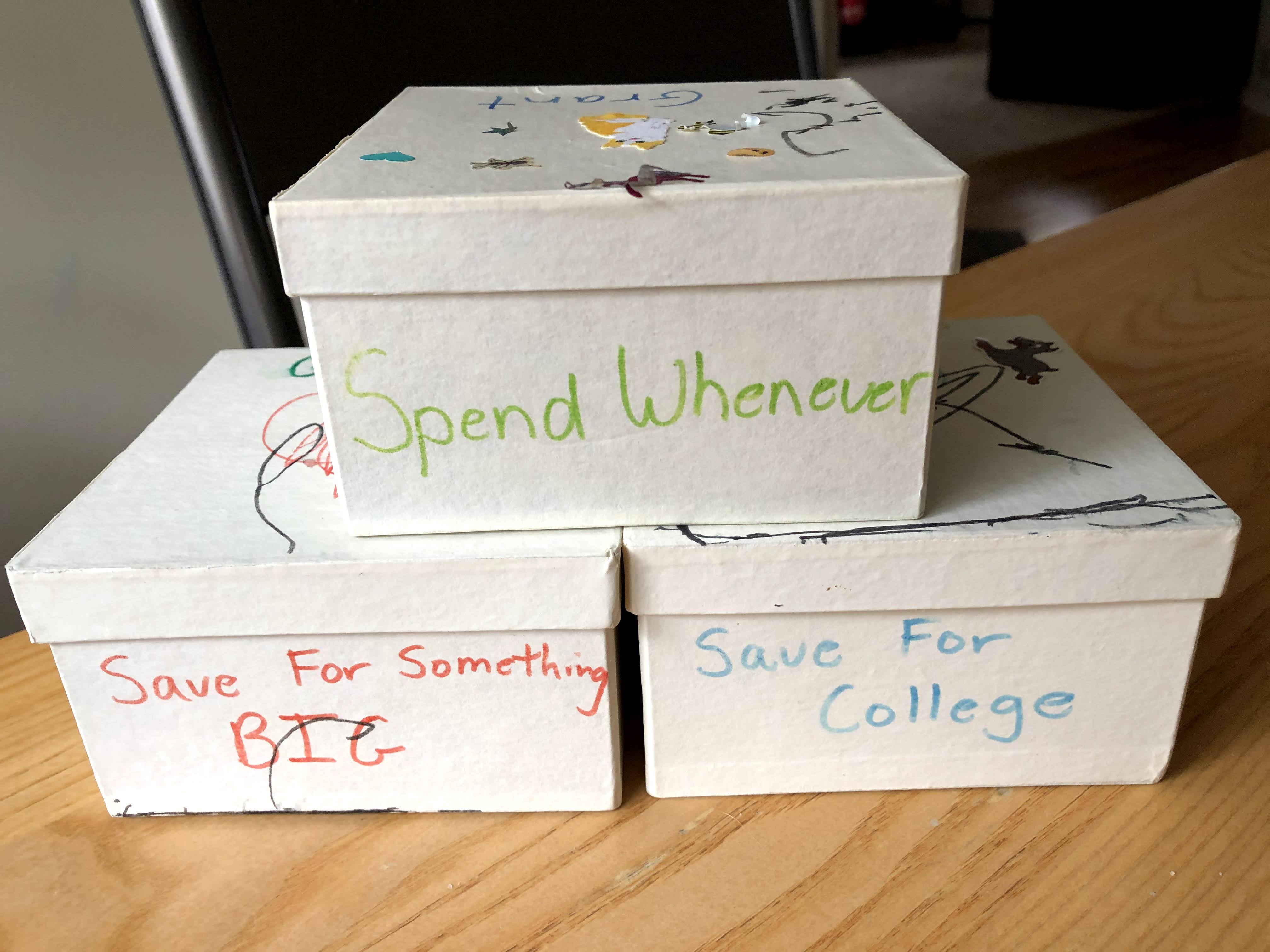 saving boxes designed by children